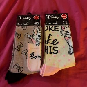Disney Women's Crew Socks - Tan and Pink